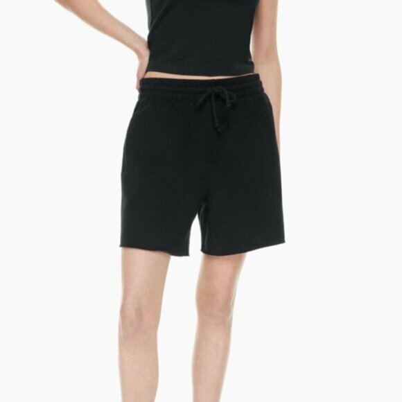 Aritzia Tna Cozy Fleece Boyfriend Sweat Short 6” High Rise Waist Size Small blue - Picture 4 of 10